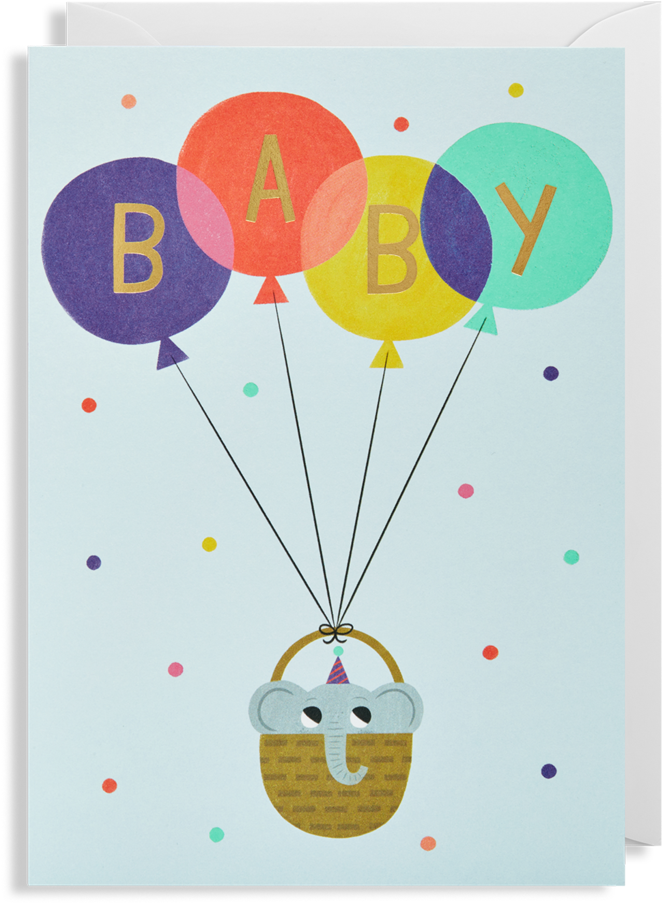 Baby Elephant Card - Design For New Baby Card (956x1024), Png Download