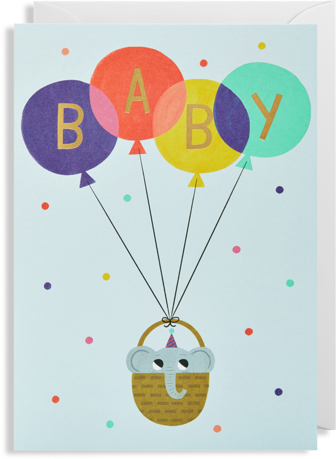 Baby Elephant Card - Design For New Baby Card - Free Transparent PNG ...