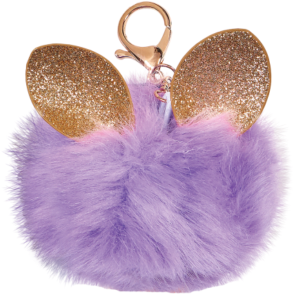 Picture Of Glitter Ears Furry Pom-pom Clip Purple - Glitter (550x550), Png Download