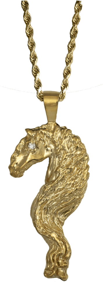 14k Friesian Horse Head Pendant With Diamond Eye And - Locket (355x1118), Png Download