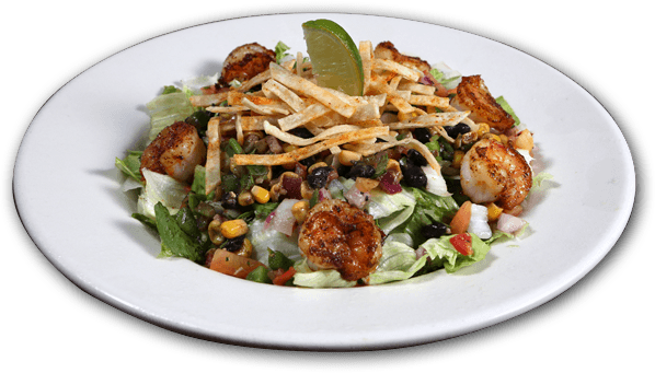 Shrimp Fiesta Salad - Sesame (598x341), Png Download