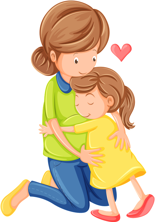 Hugs And Kisses Free - Mother And Daughter Clipart (604x773), Png Download