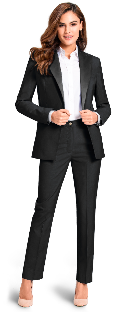 Woman Tuxedo In Black - Business Attire For Women (483x1233), Png Download