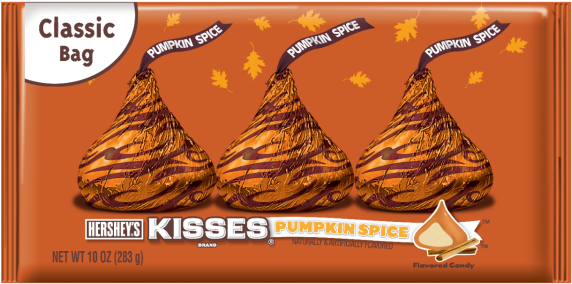 New Halloween Candy 2017 Pumpkin Spice Hershey Kisses - Hershey's Kisses, Pumpkin Spice Chocolate - 11 Oz Bag (600x315), Png Download