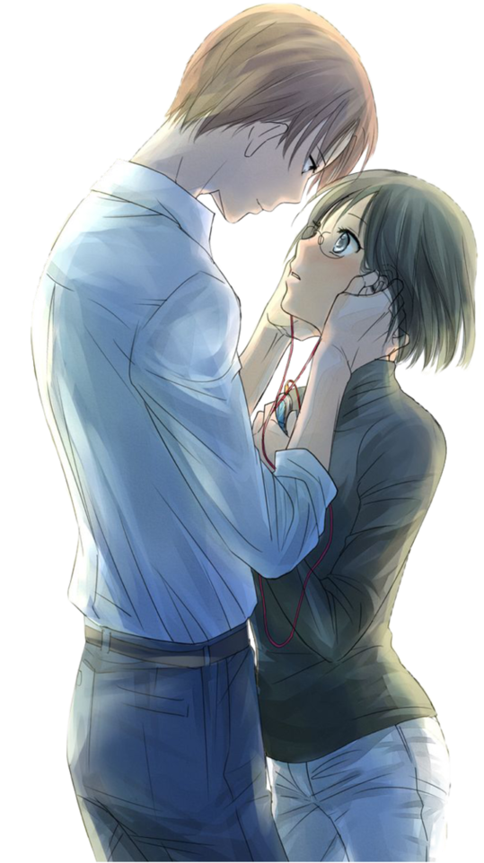 Anime Couple Kiss Png Vector Freeuse Library - Servant X Service Lucy And Hasebe Kiss (820x974), Png Download