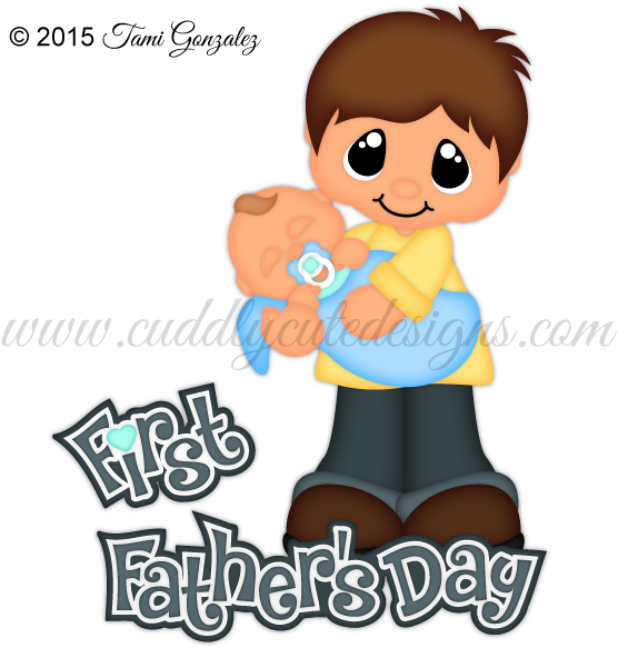 First Father's Day - Cartoon (556x583), Png Download