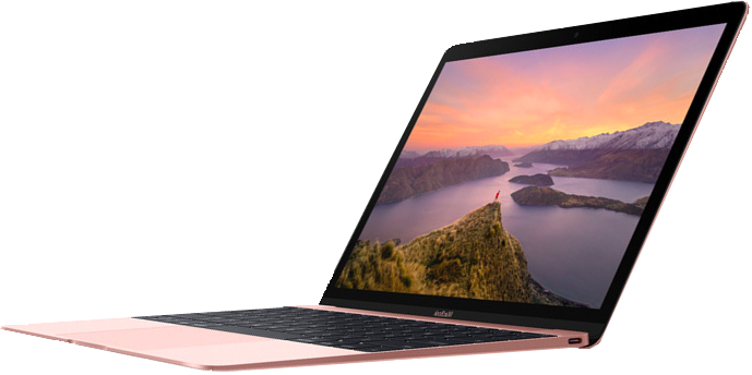 Apple Macbook Gold - Netbook (689x344), Png Download