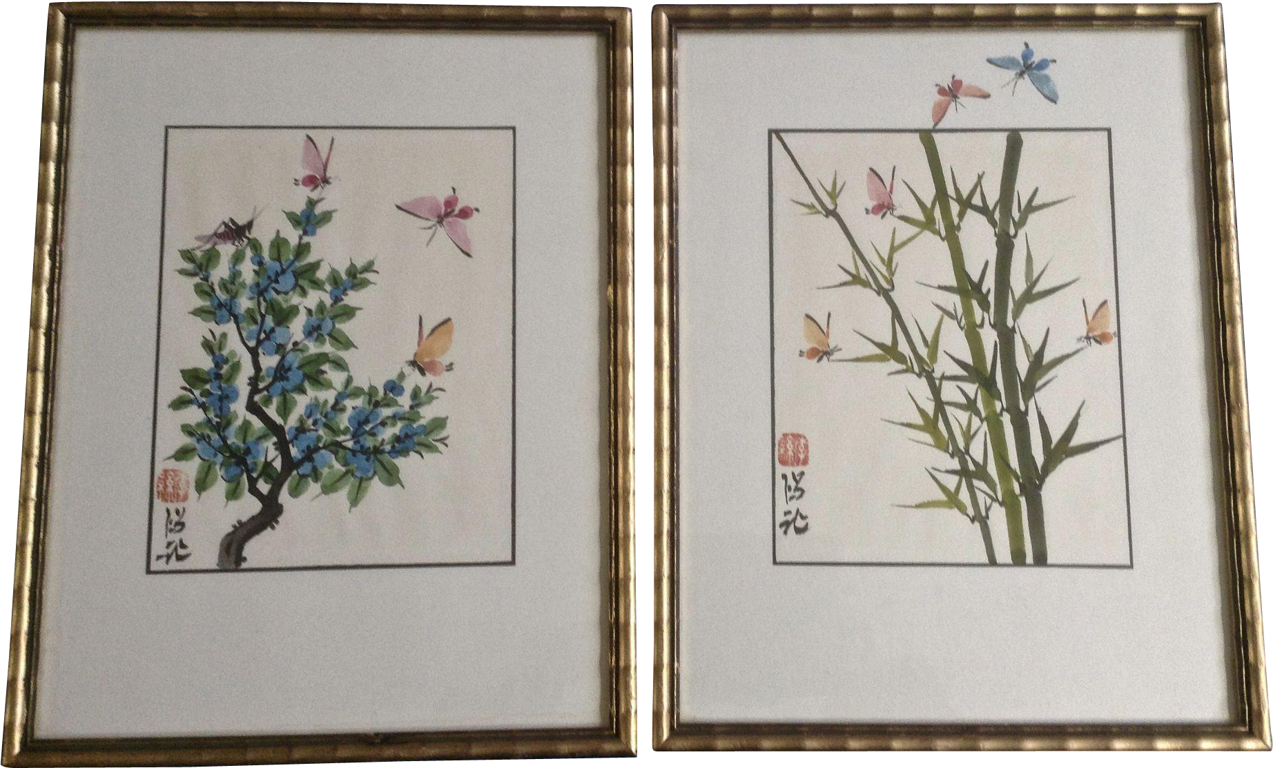 Johnson Lee, Butterfly And Bamboo Finger Watercolor - Art (1843x1843), Png Download