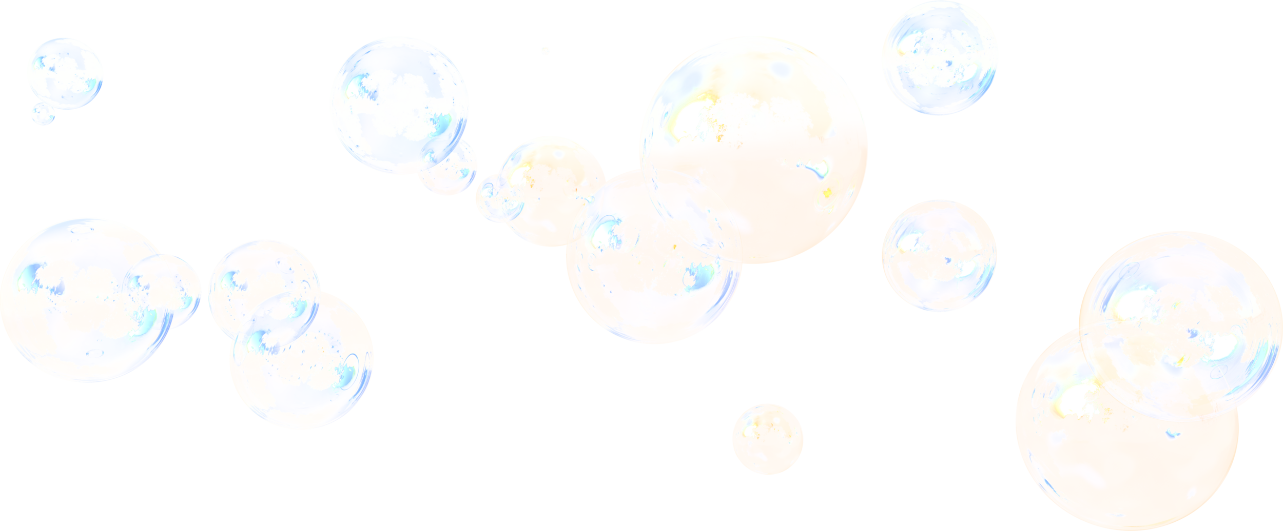 Soap Bubbles Png - Illustration (2500x1036), Png Download