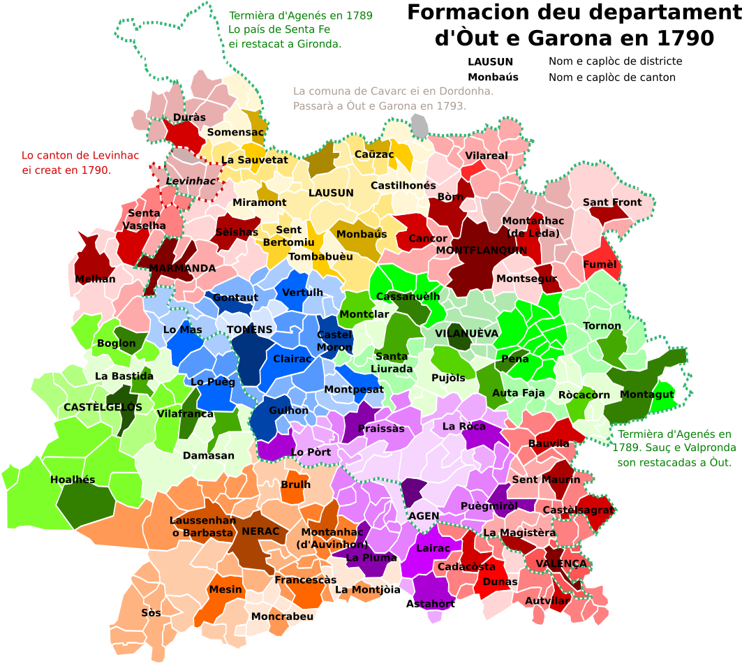 Map Of Lot Et Garonne Department, France, With Districts, (1063x951), Png Download