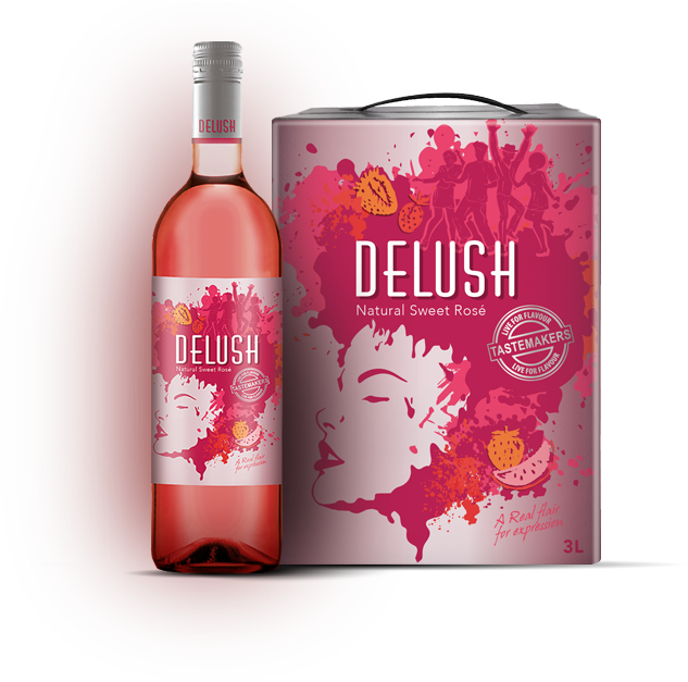 Delush Rose Wine Pack (633x627), Png Download
