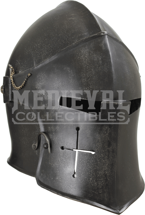 Epic Dark Visored Barbuta Helmet (850x850), Png Download