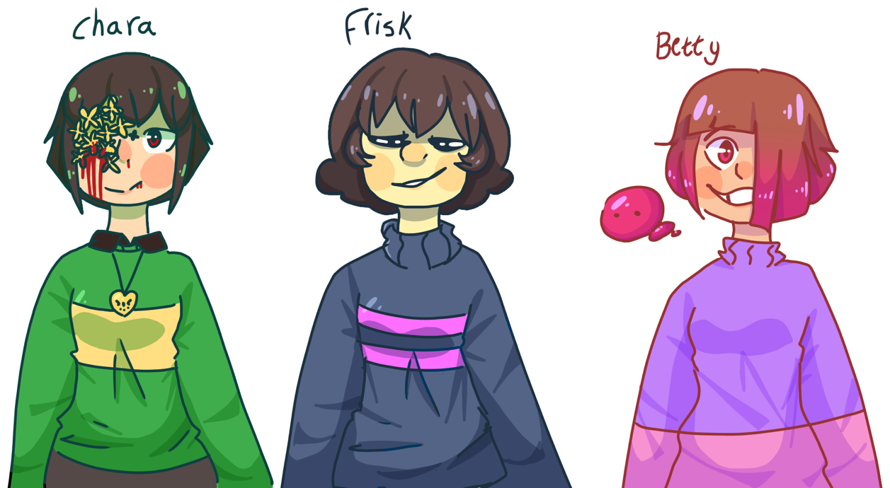 Chara, Frisk And Betty Doodle I'm Sad Akumu Is Gone (1280x766), Png Download