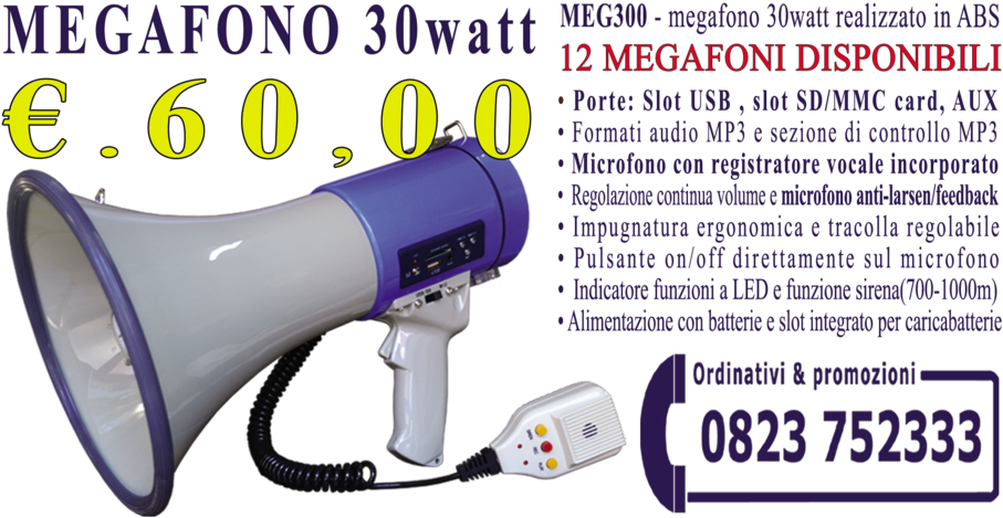 Megafono Processionale Da 30watt (1000x535), Png Download