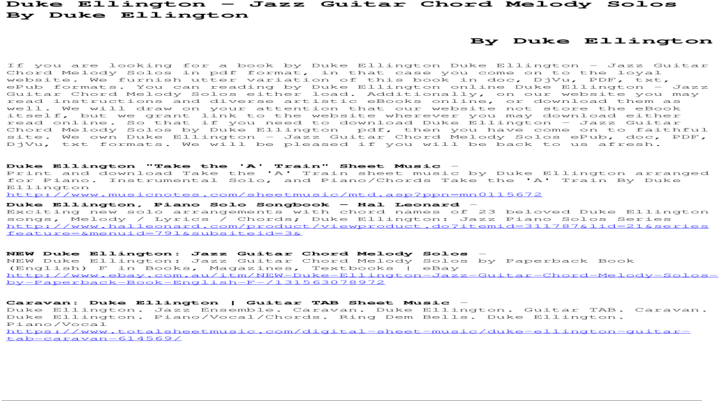 Jazz Guitar Chord Melody Solos By Duke Duke Ellington (1200x630), Png Download