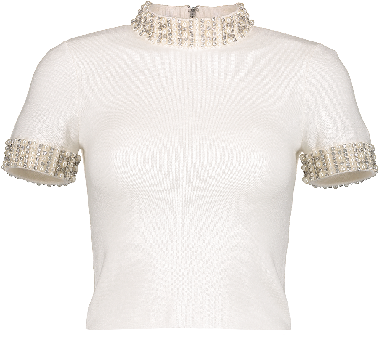 Ciara Embellished Crop Sweater Soft White (1280x1920), Png Download