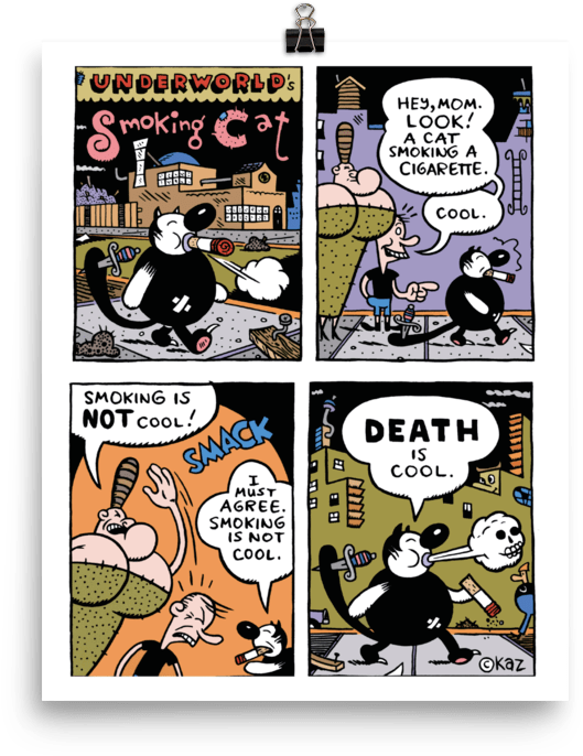 Underworld Smoking Cat Print (1000x1000), Png Download