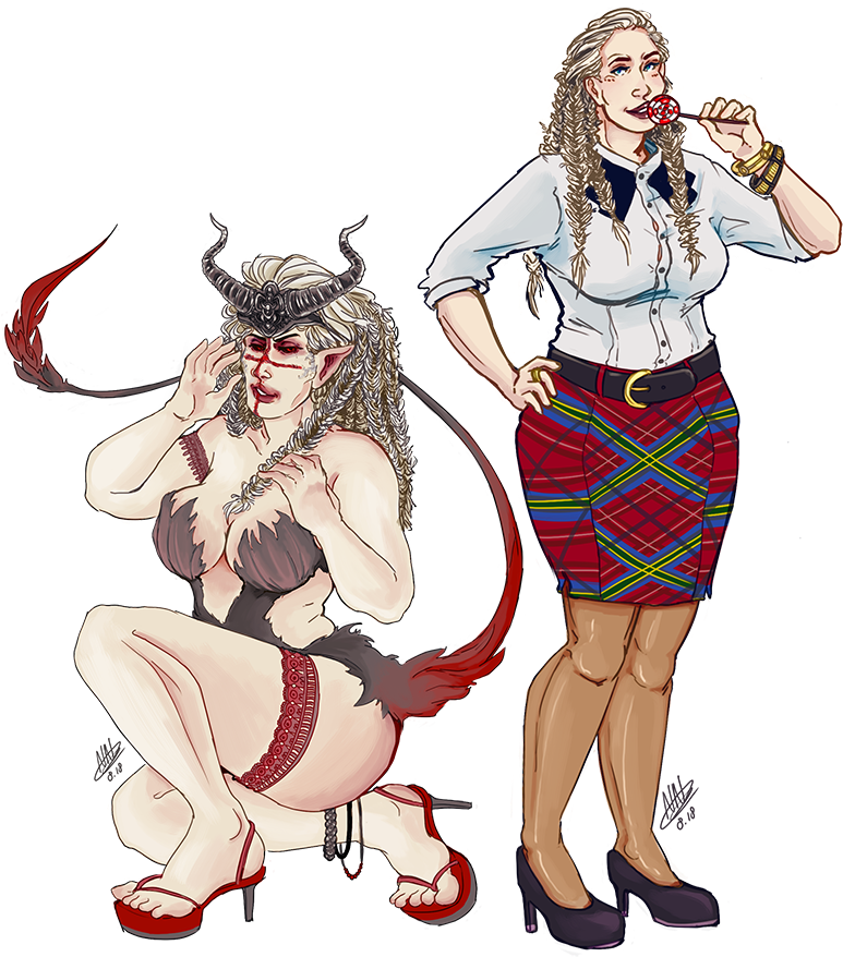 Duo Commission, Oc “luna” In Human And Succubus Form (827x895), Png Download