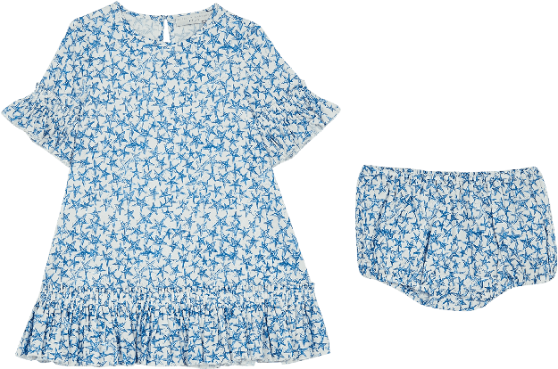 White Viola Stars Dress & Bloomers Set (700x700), Png Download