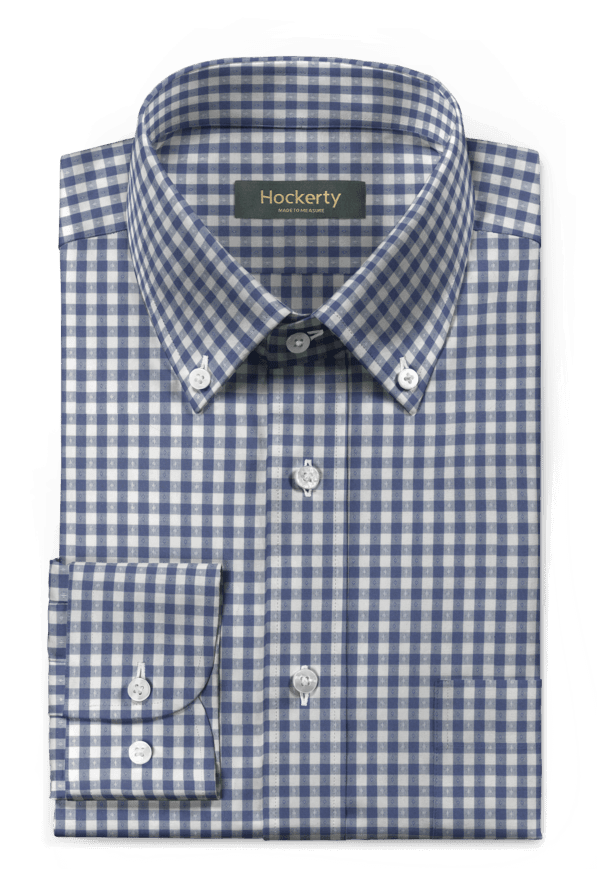 Blue Checked 100% Cotton Down Shirt (600x877), Png Download