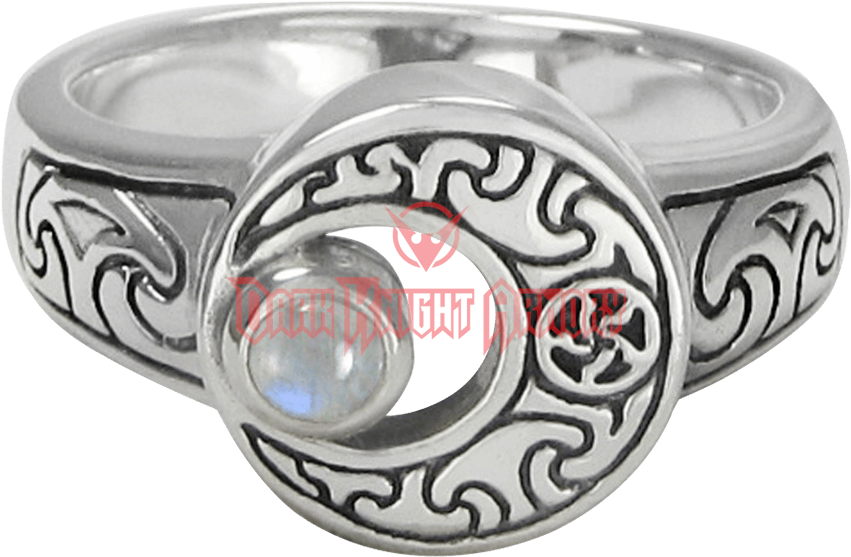 Crescent Moon With Moonstone Ring (850x850), Png Download