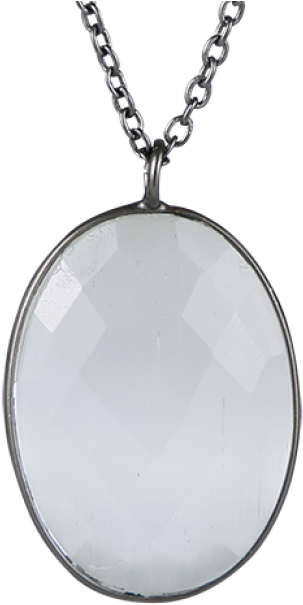 Crude Necklace In Black Silver With White Moonstone (650x650), Png Download