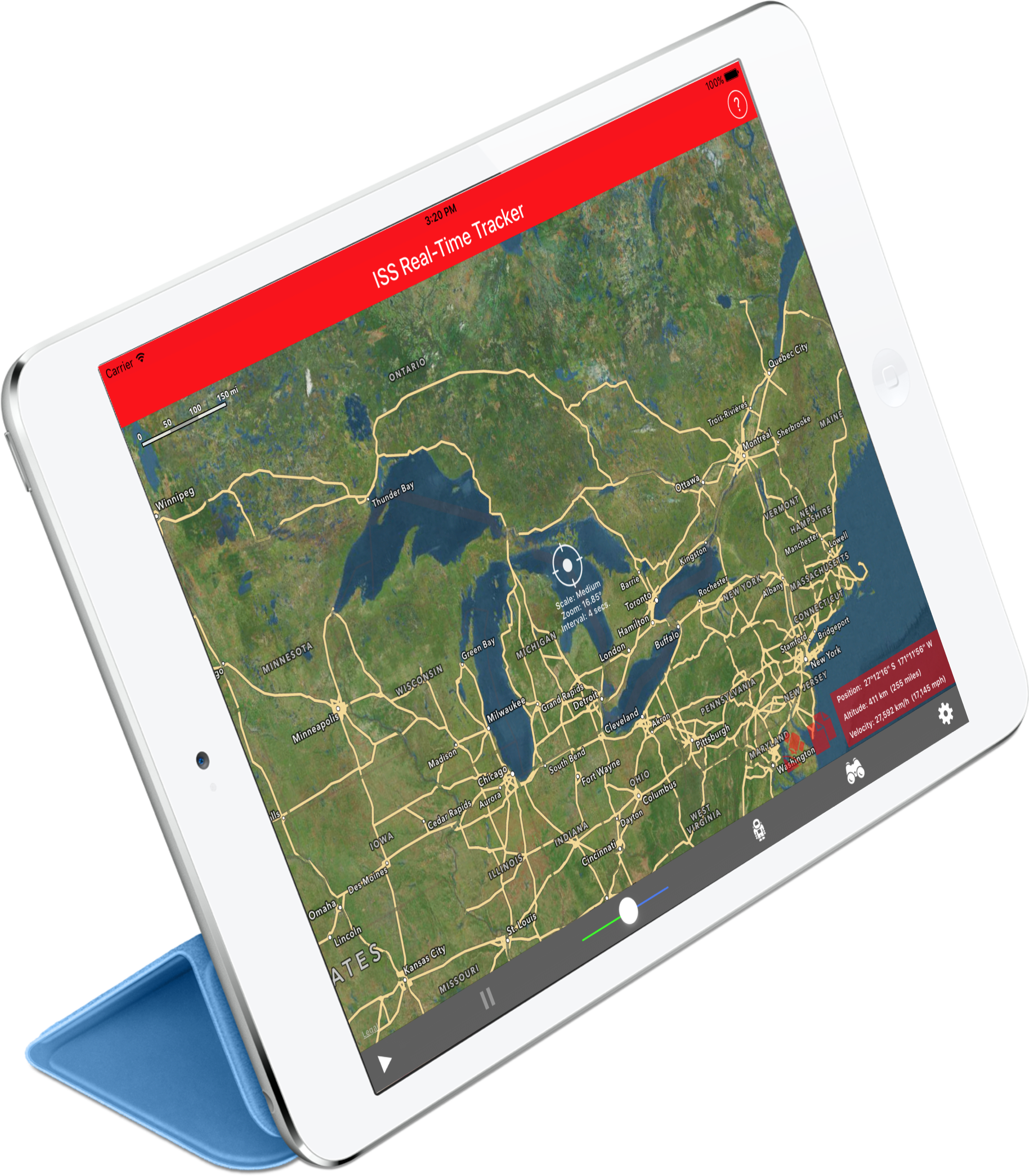 Iss Real-time Tracker On The Ipad Mini (2416x3000), Png Download