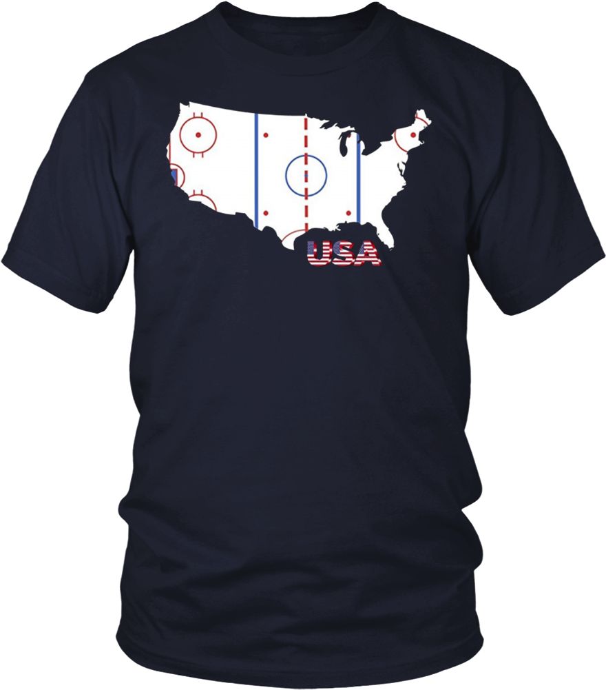 American Ice Hockey Map T-shirt United States Tee Usa (1000x1000), Png Download