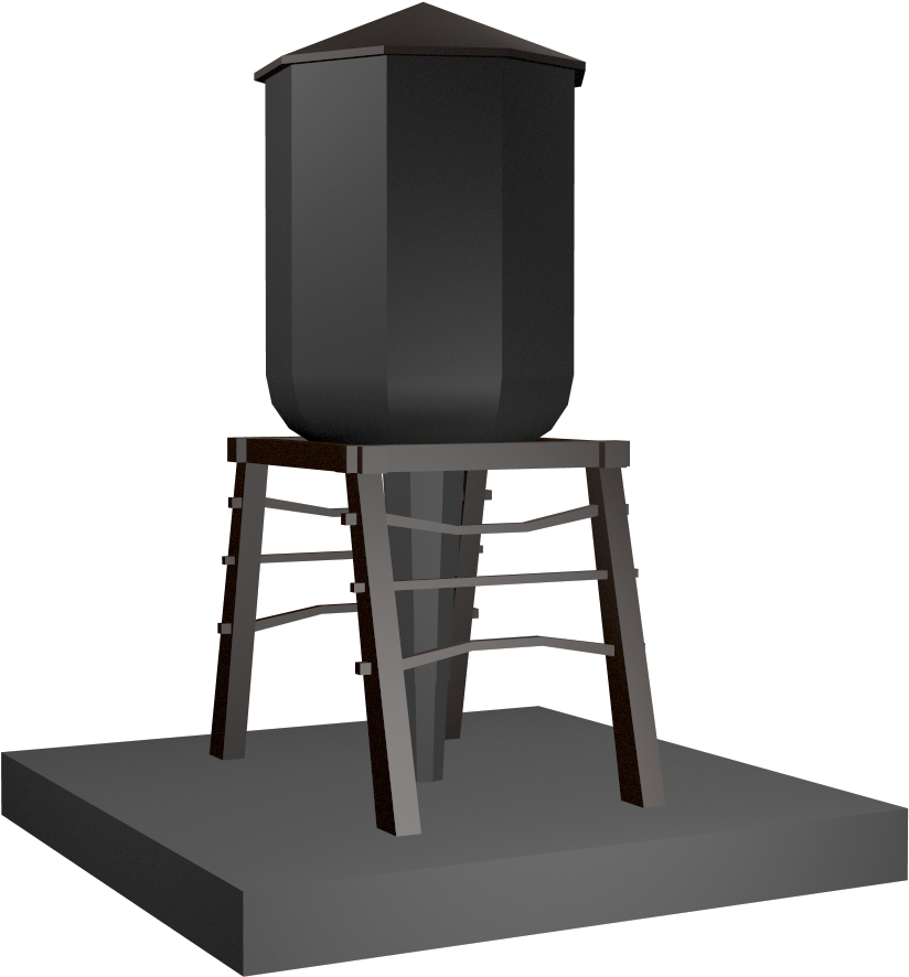 At First The Water Tower Looked Like This, I Had 3 (1920x1080), Png Download