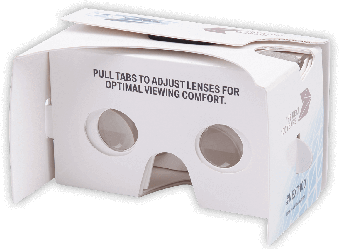 0 Adjustable Lenses Branded Vr Cardboard Back View (1224x900), Png Download