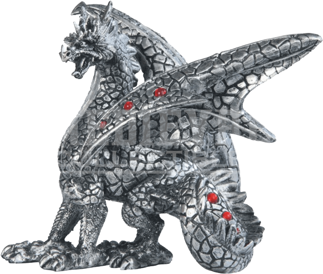 Small Silver Dragon Statue (700x700), Png Download