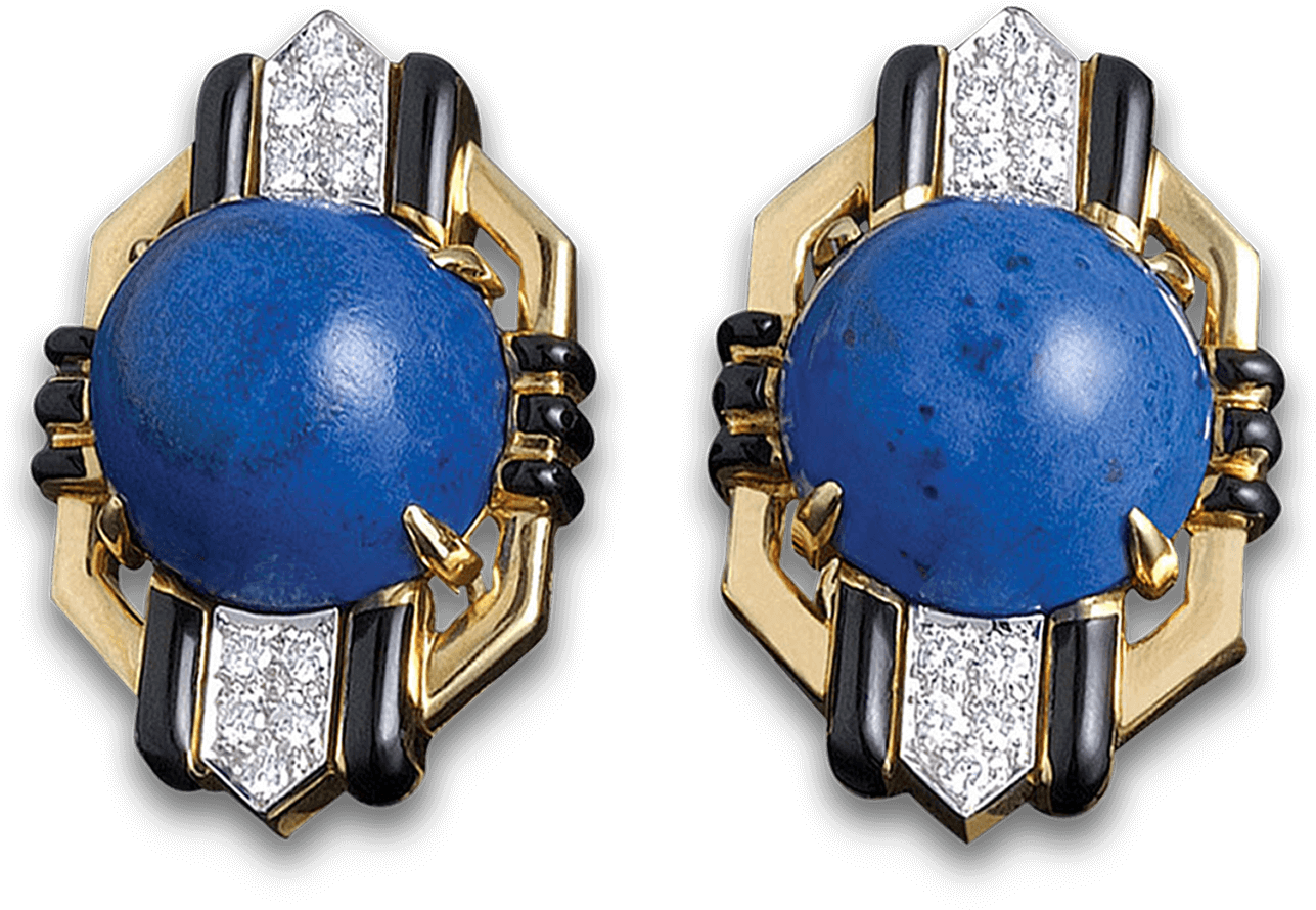 David Webb Lapis And Diamond Earrings (1750x1750), Png Download