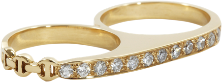 Hoorsenbuhs Diamond & Yellow Gold Double Knuckle Ring (450x750), Png Download