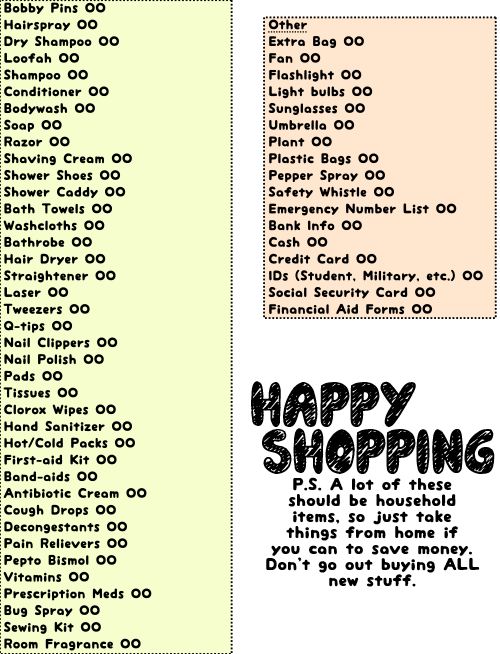 Ultimate College Shopping List (500x654), Png Download