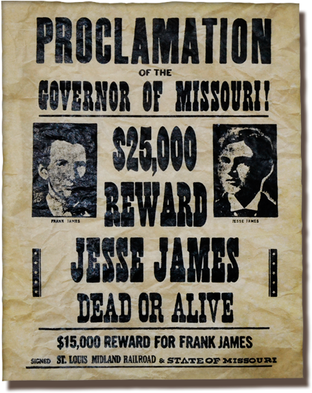 Jesse And Frank James Wanted Poster (519x616), Png Download