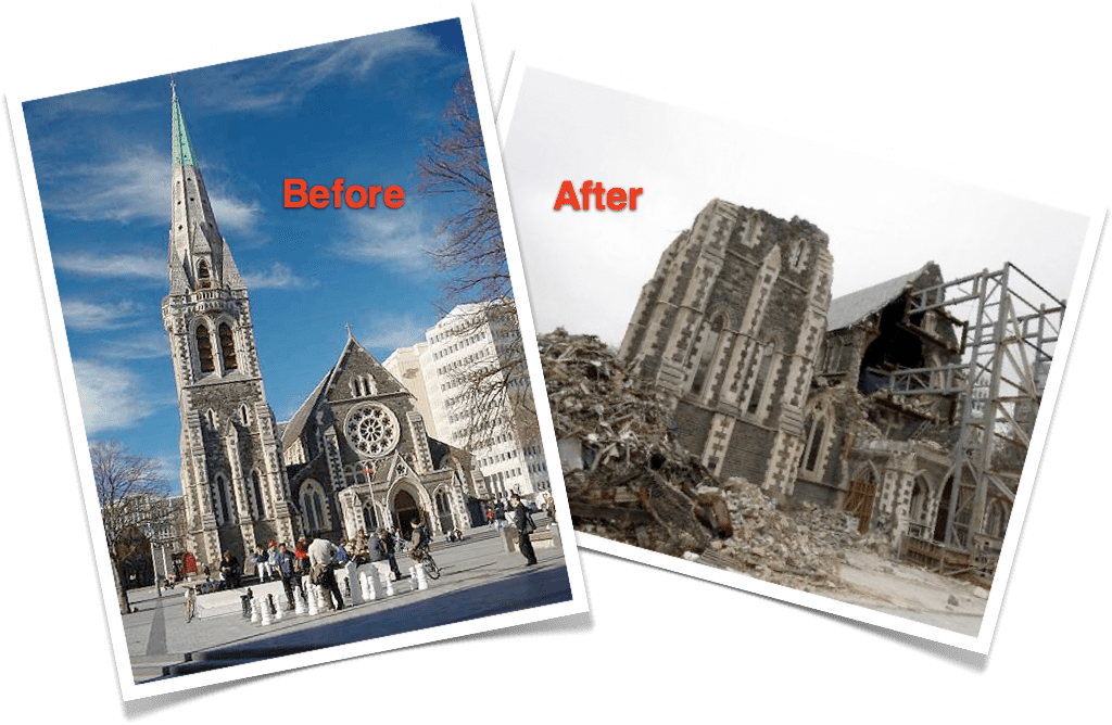 Christchurch Cathedral Before & After Via Jimbolt And (1024x668), Png Download