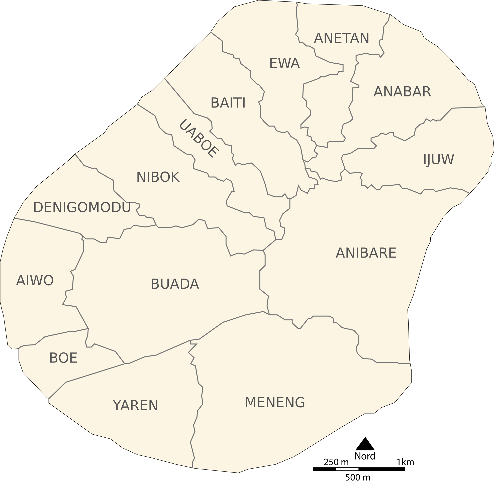 Map Of Nauru Showing Its Districts (1971x1920), Png Download