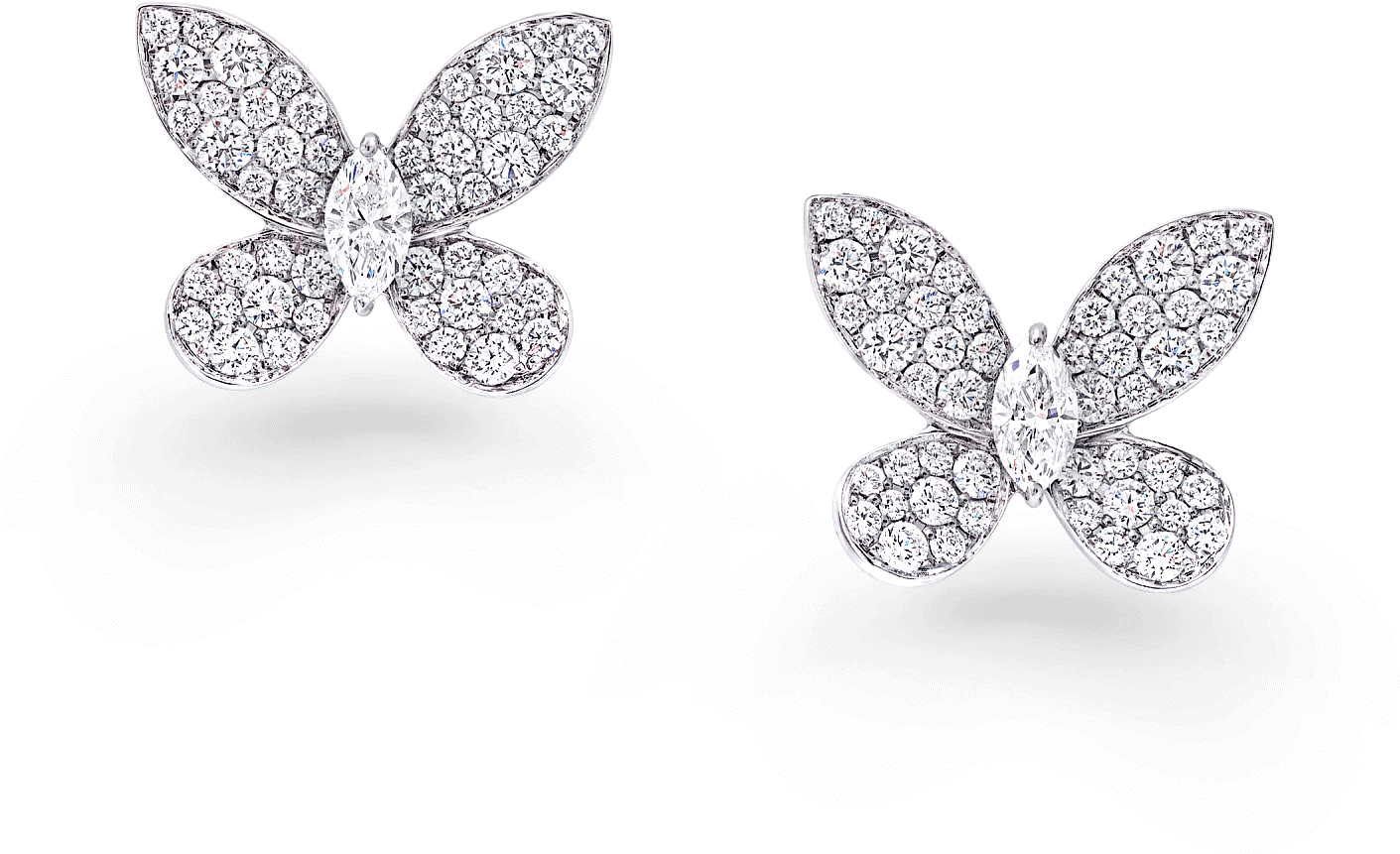 A Pair Of Graff Pavé Butterfly Earrings Pave Set With (2000x2000), Png Download