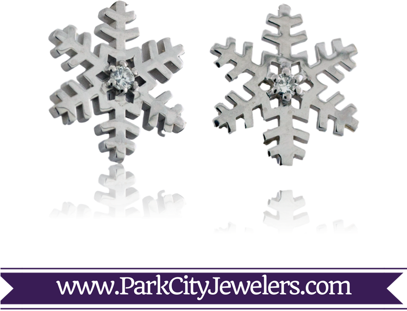 Single Diamond Snowflake Stud Earrings (800x800), Png Download