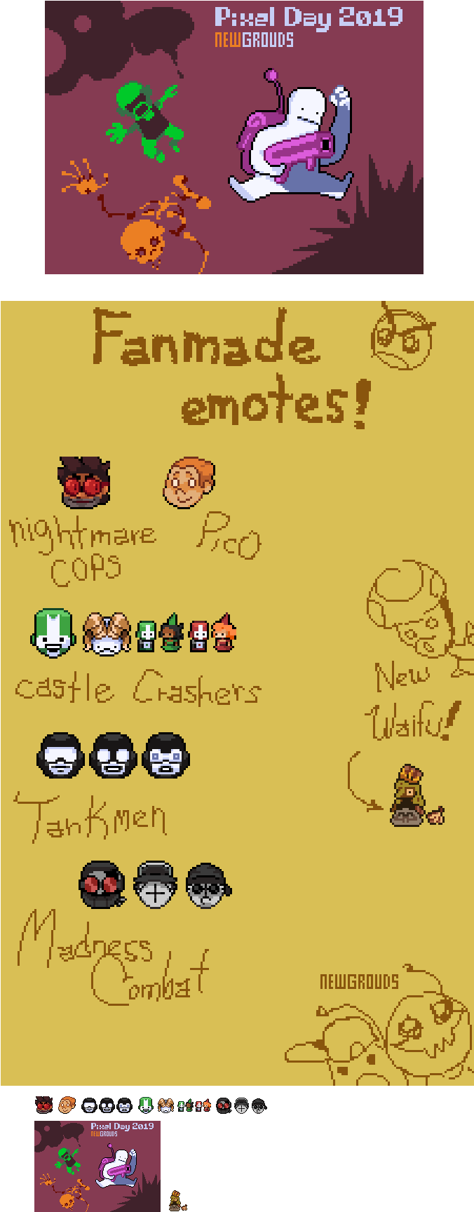 Pixel Day 2019 & Fanmade Emotes (675x1757), Png Download