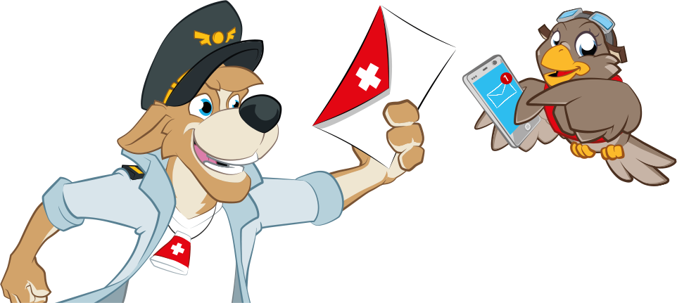 Bernie With A Letter And Lexi With A Smartphone In (962x431), Png Download
