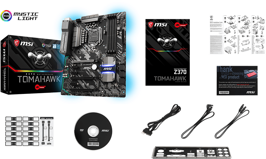 Msi Z370 Tomahawk Box Content (950x561), Png Download