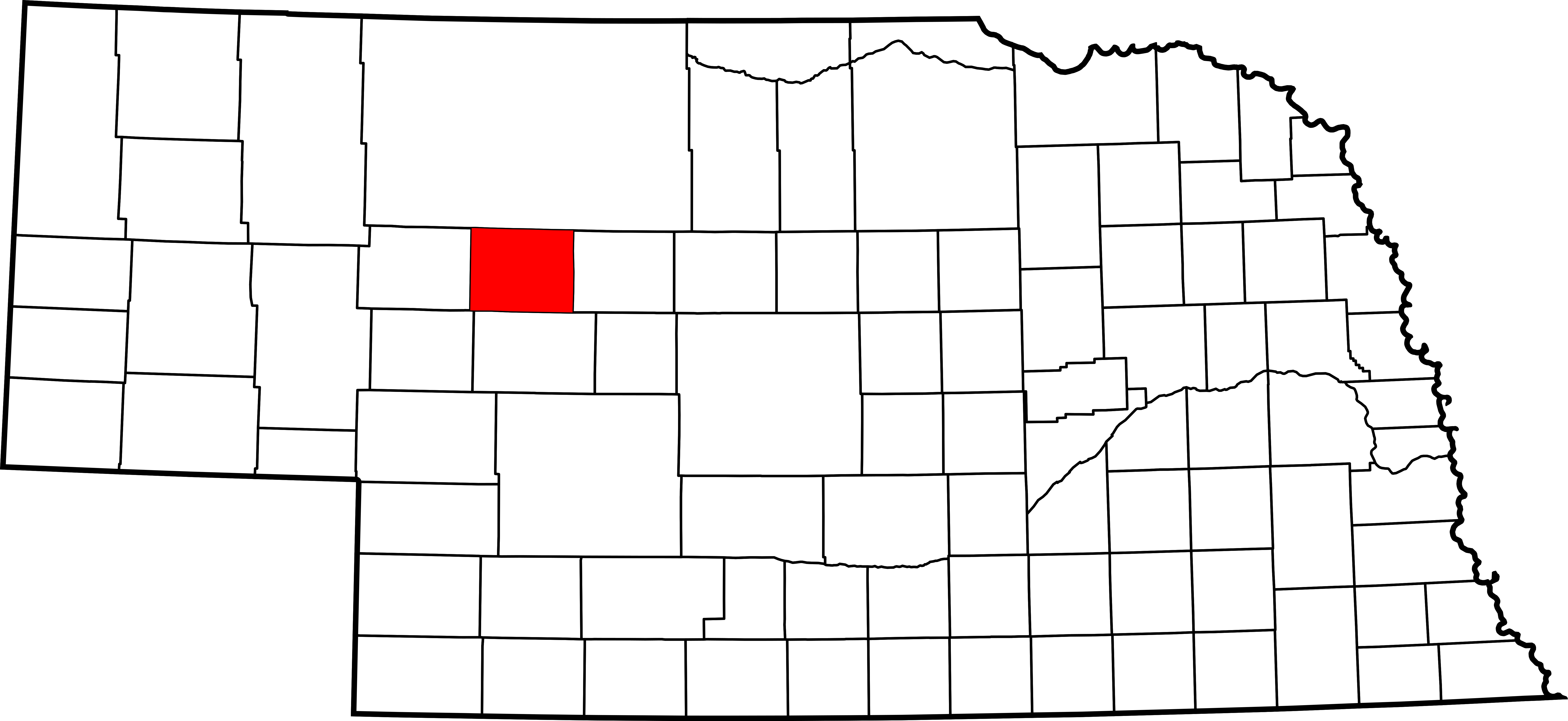 Map Of Nebraska Highlighting Hooker County (7414x3411), Png Download