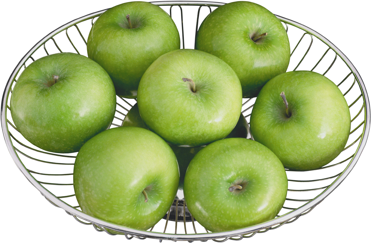 Green Apples In A Metal Bowl Png Clipart (1236x809), Png Download