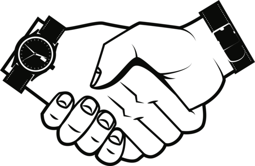 Handshake Computer Icons Drawing - Shaking Hands Clipart Black And White (523x340), Png Download