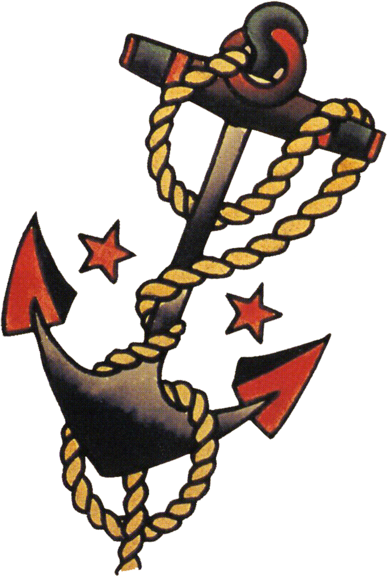 Sailor Jerry Vintage Tattoo Designs, Anchors And Stars - Sailor Jerry Anchor Tattoo (900x1181), Png Download
