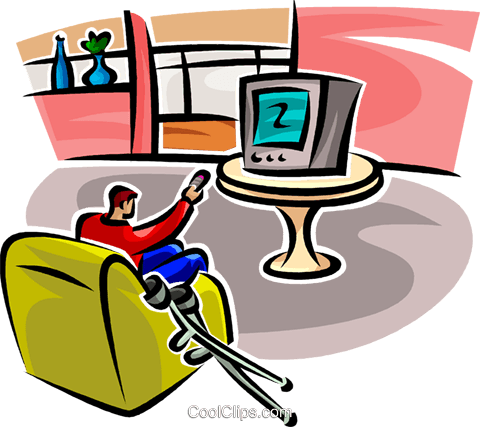 Man Watching Tv With Crutches - Television (480x427), Png Download
