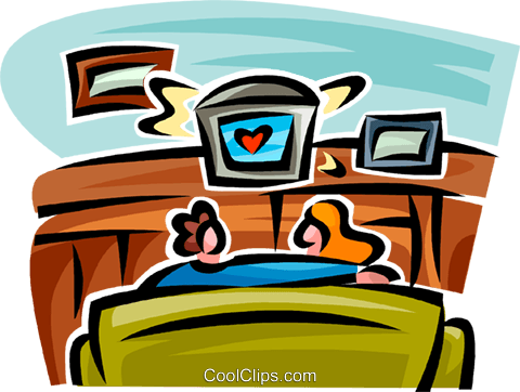 Couple Watching Tv Royalty Free Vector Clip Art Illustration - Casal Assistindo Tv Png (480x362), Png Download