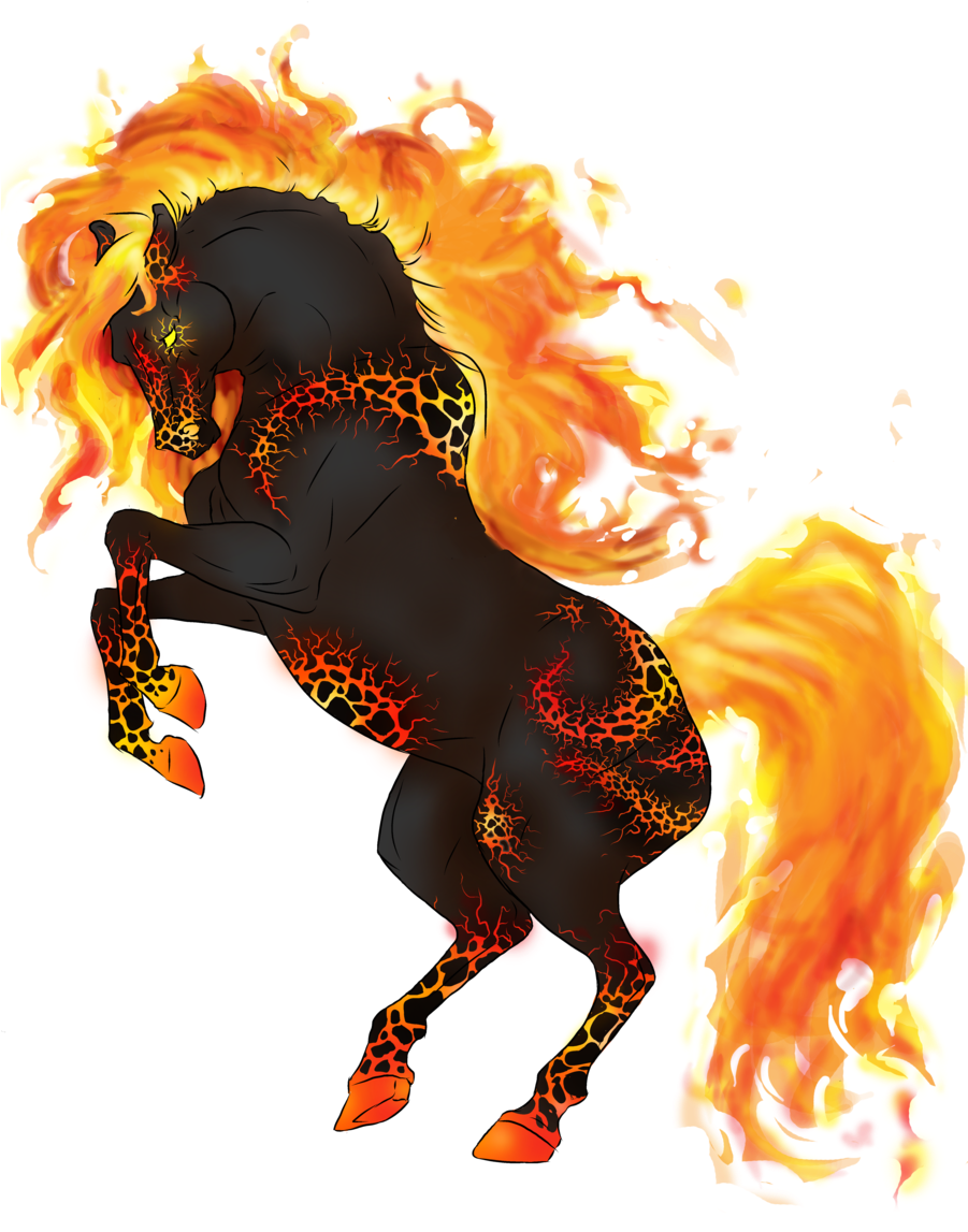 7 Kbyte, Laptop - Flaming Horse Drawing (900x1273), Png Download
