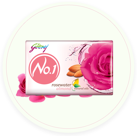 Rose & Almond Soap - Godrej No 1 Rose (474x473), Png Download